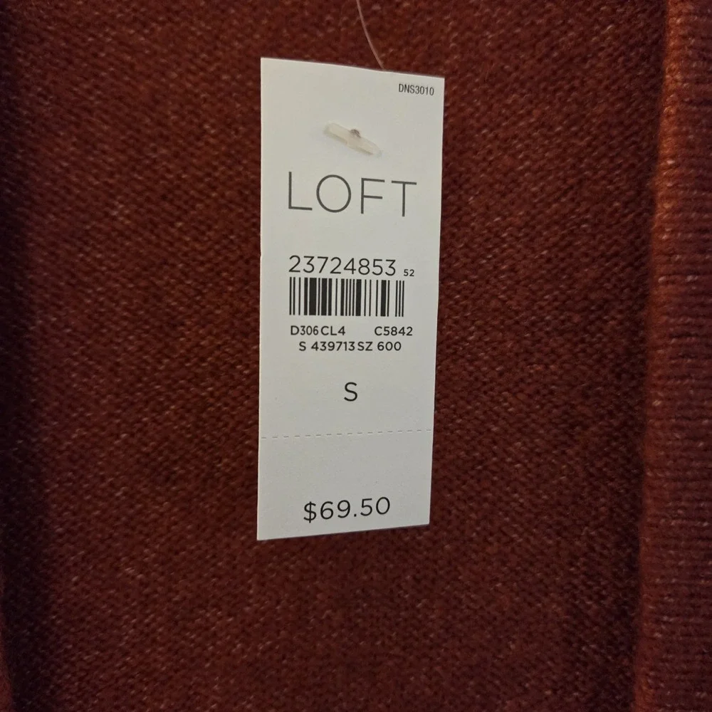 Loft sz S soft rust color long cardigan sweater NWT wool blend casual‎ cozy